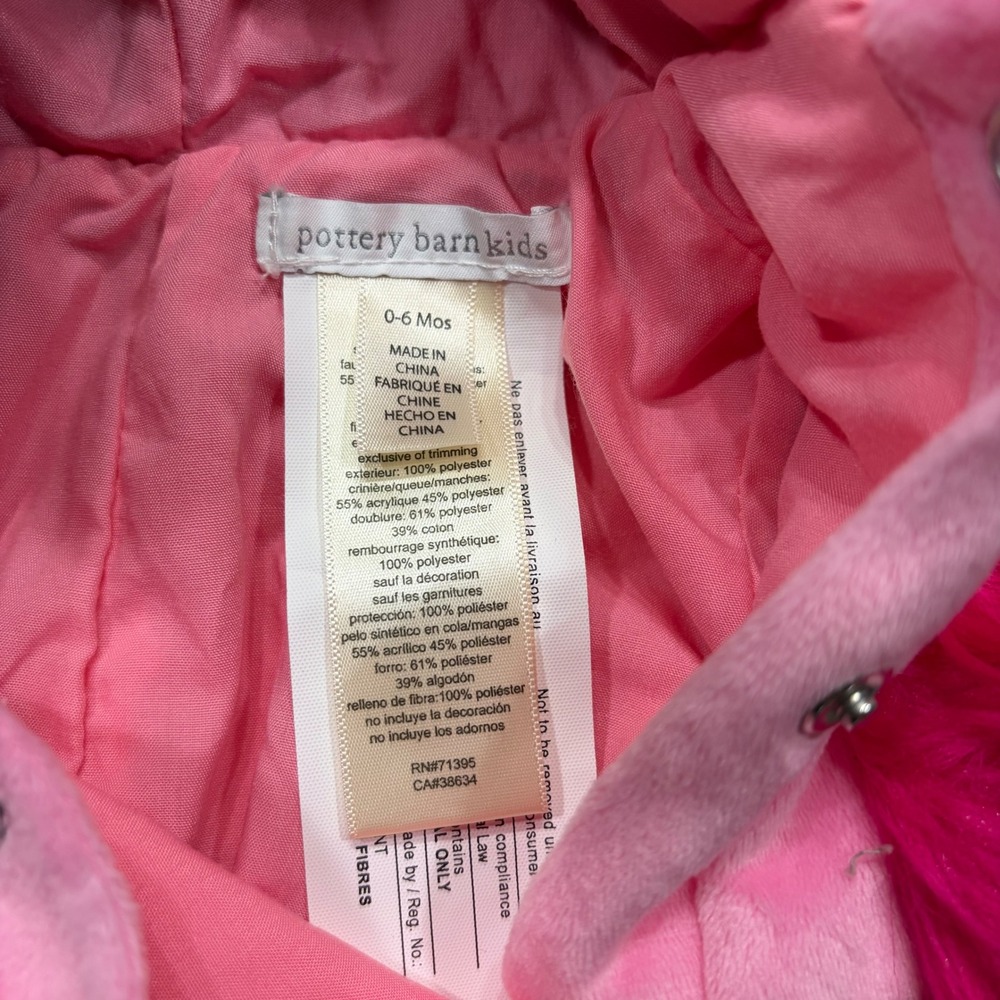 Pottery Barn Kids Baby Flamingo Halloween Costume Pink Plush Romper 0-6 Months - Picture 2 of 5